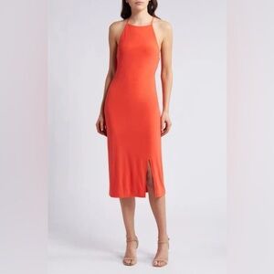 Chelsea28 Red Grenadine Crossback Halter Dress NWT